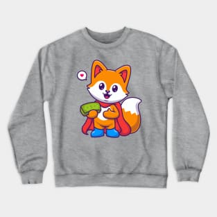 Cute Fox Super Hero Holding Money Cartoon Crewneck Sweatshirt